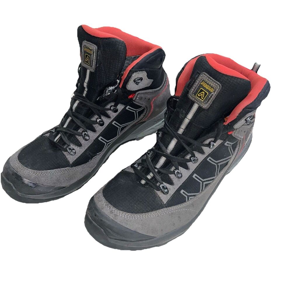 Asolo Falcon Evo Men's 12 Hiking Boots Gortex Vibram Megagrip Sole Grey/Black